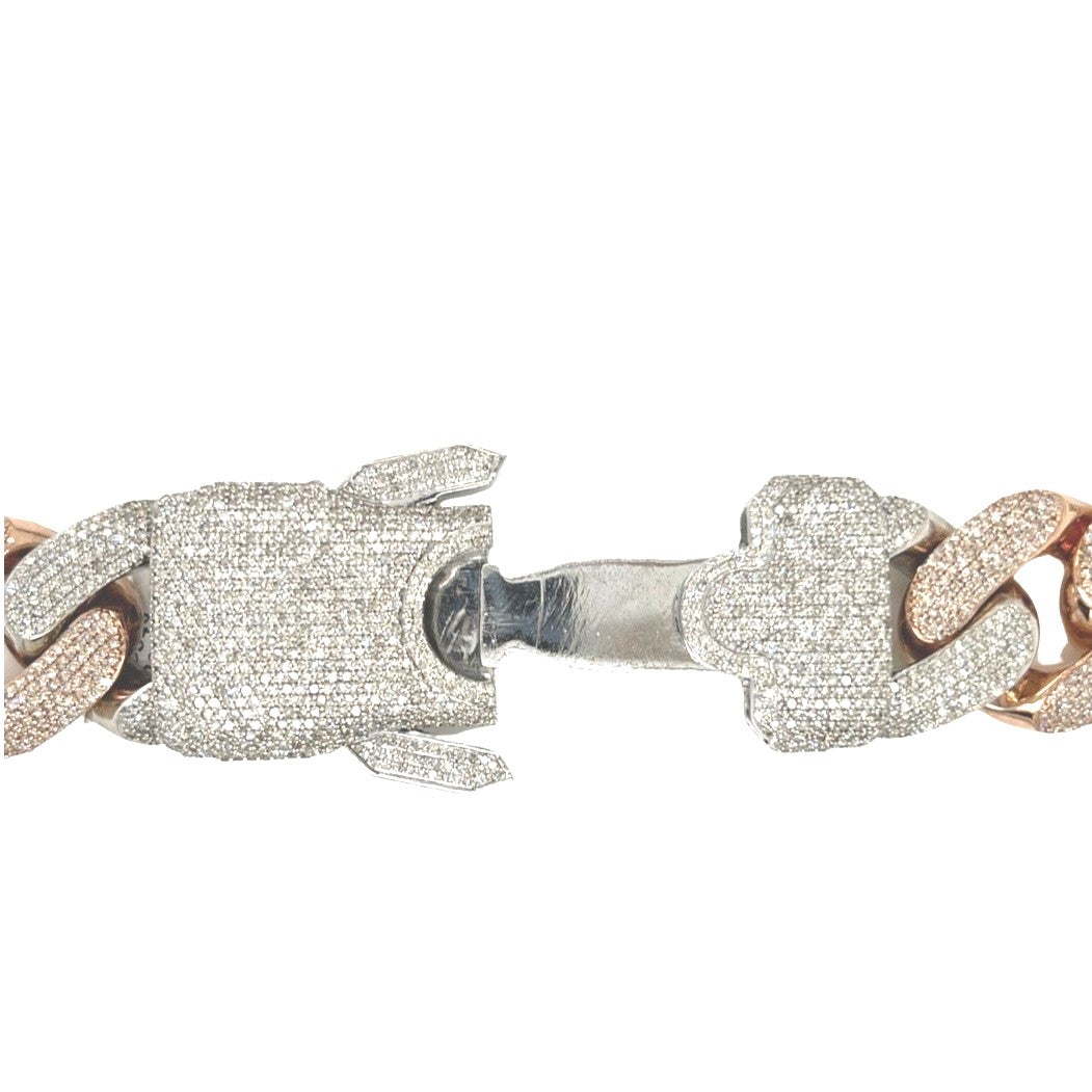 10K Rose White Gold Half Kilo 24MM Miami Cuban Diamond Chain 40.85 CT - 22"