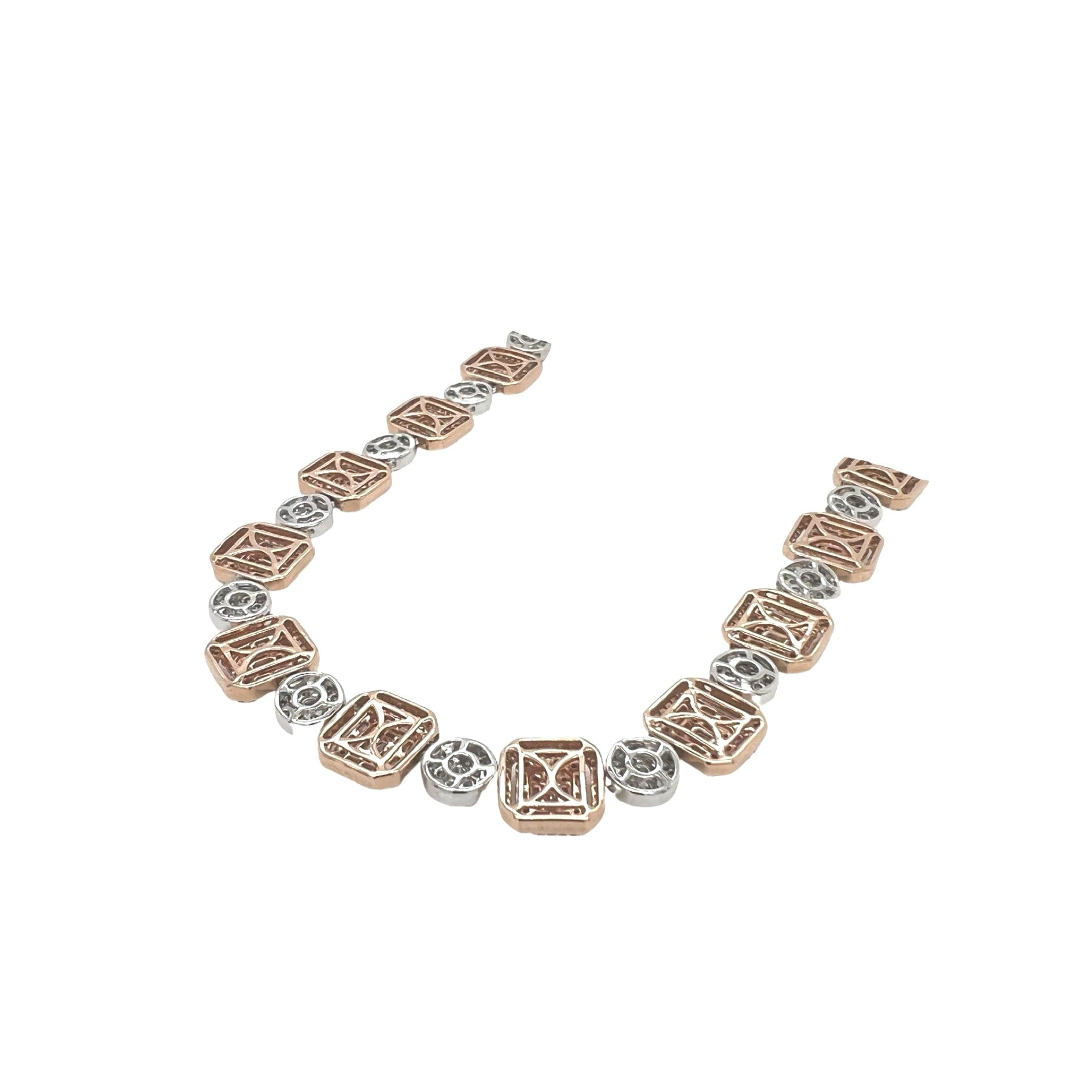 14K Two-Tone Gold 11MM Cluster Tennis Baguette Diamond Chain 18.25 CT - 20"