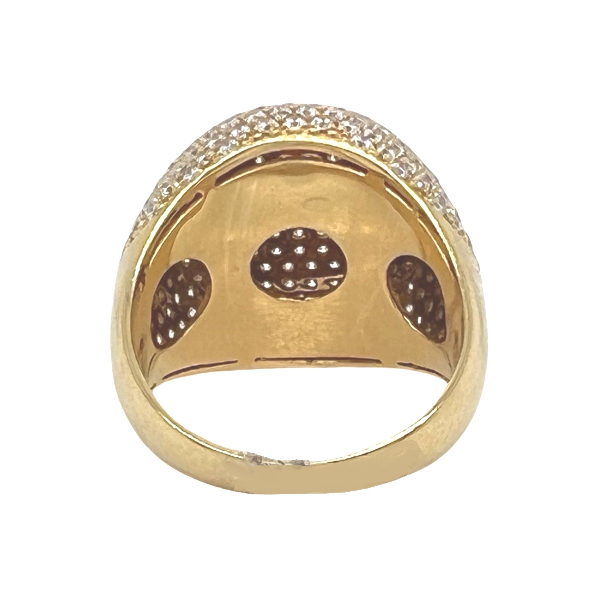 Mens 14K Yellow Gold 3D Round Top Pinky Diamond Ring 3.8 CT