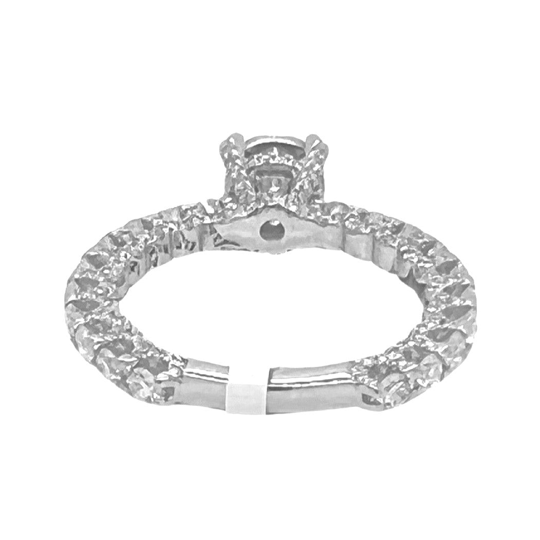 14K White Gold 3D Solitaire 6.5MM Eternity Style Engagement Diamond Ring 1.45 CT