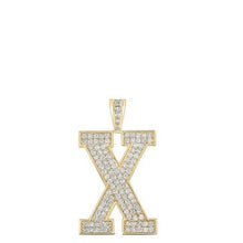 Load image into Gallery viewer, 10K Yellow Gold Block Letter X Initial Diamond Pendant 1.87 CT 1.6&quot;
