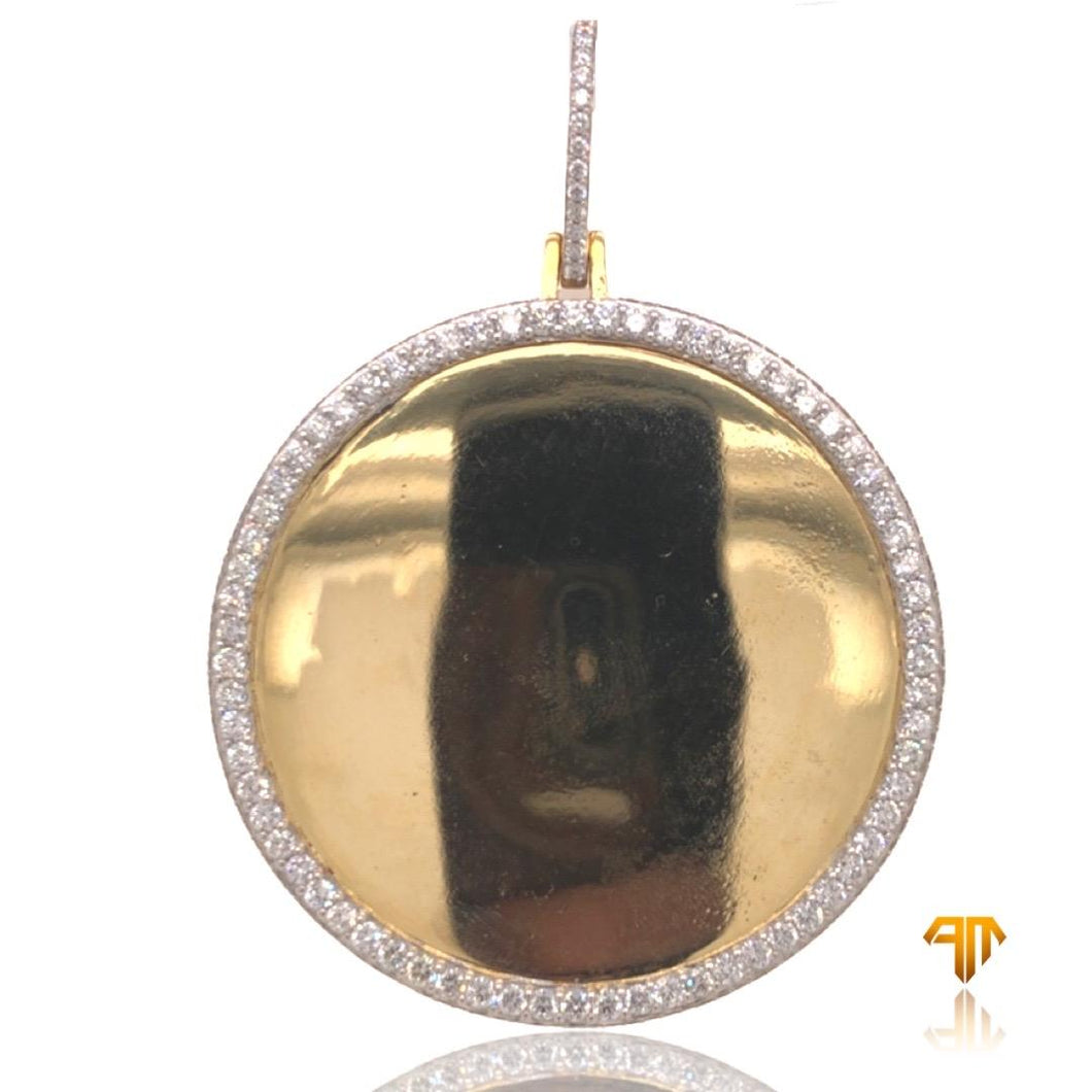 Custom Yellow Gold & Diamond Picture Pendant 2 inch