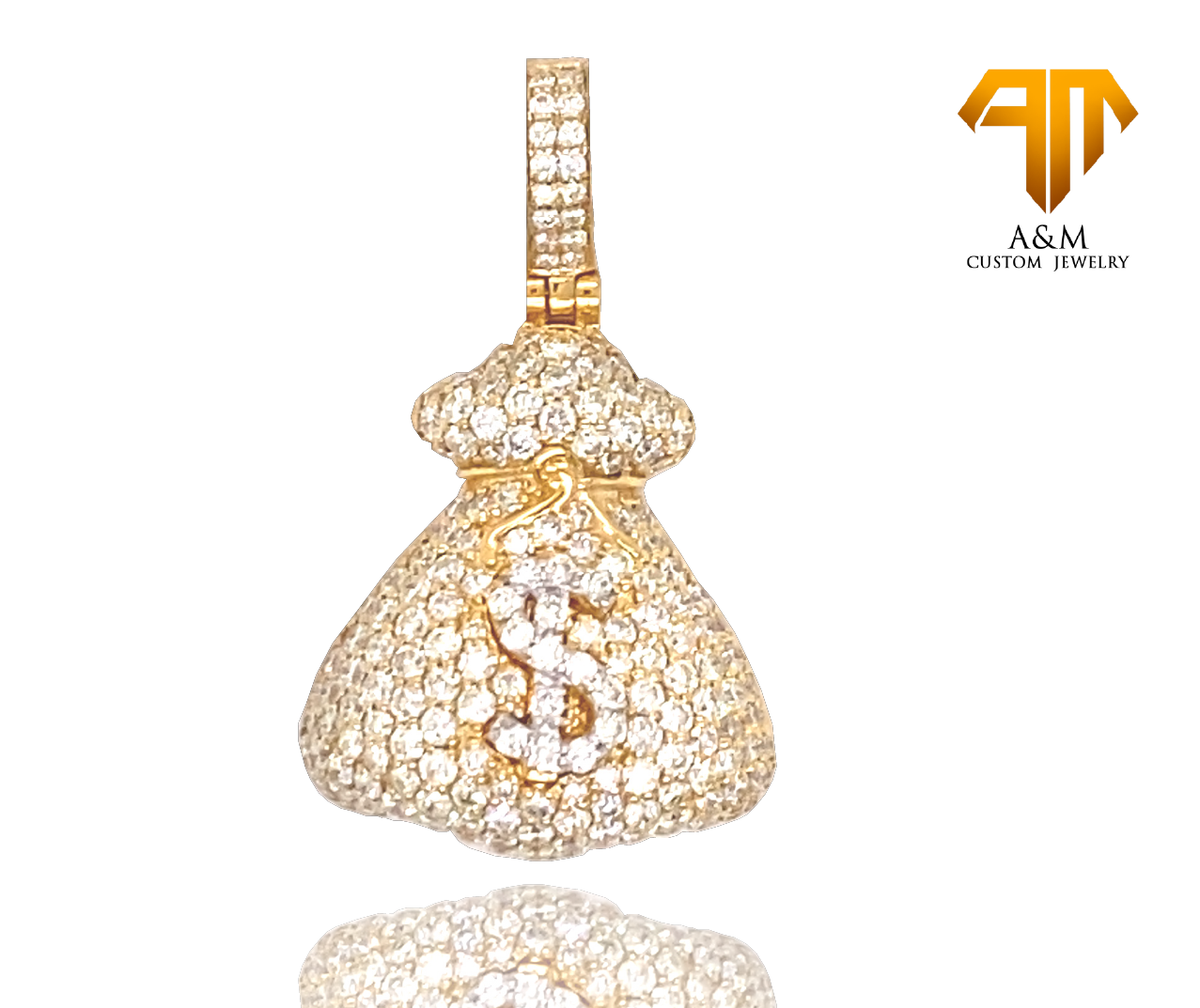 10 KT Gold Diamond Money- Bag Pendant