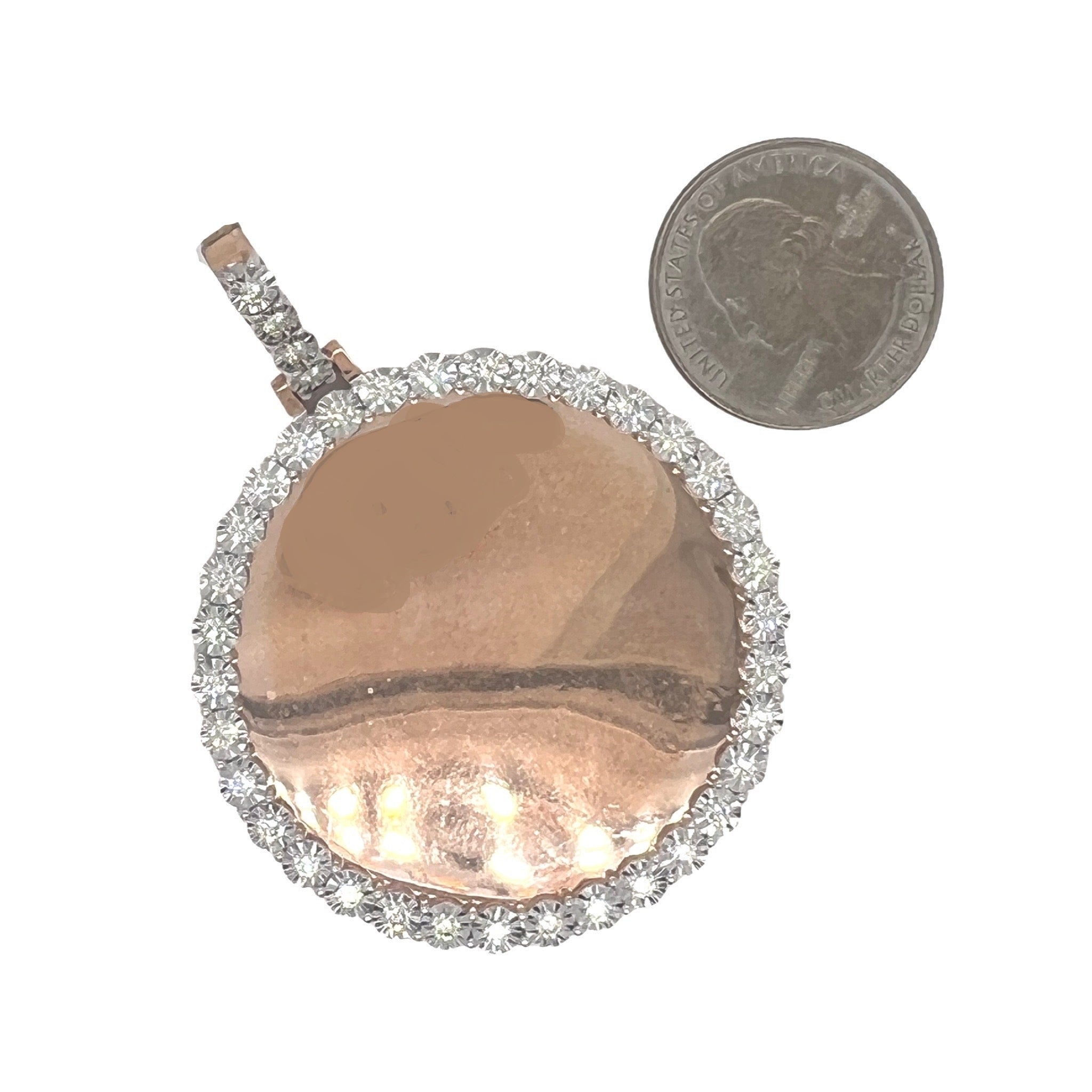 10K Rose Gold Memory Frame VS Diamond Pendant 1.73 CT 2.7"
