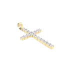 10K Yellow Gold 1 Row Miracle Tennis Diamond Cross Pendant 0.65 CT 2.25"