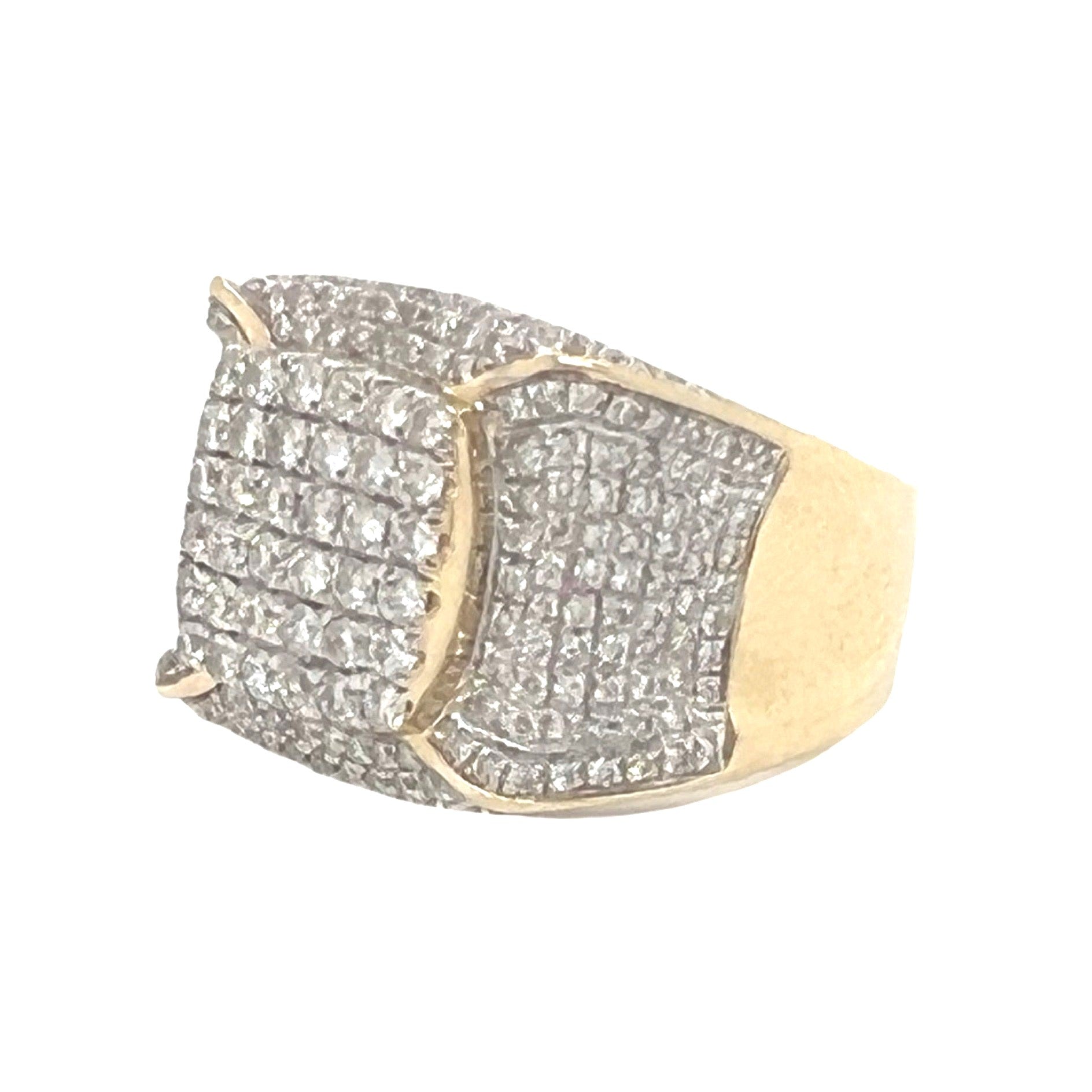 Mens 14K Yellow Gold Claw Shape Pinky Diamond Ring 2.5 CT