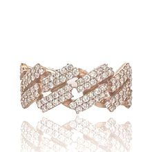 Load image into Gallery viewer, Mens 10K Rose Gold Prong Set Miami Cuban Diamond Band Ring 1.07 CT
