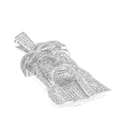 10K White Gold Jesus Head Iced Diamond Pendant 3.33 CT 2.2"