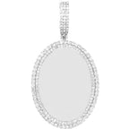 10K White Gold Oval Memory Frame 2 Row VS Diamond Pendant 4.24 CT 2.8"