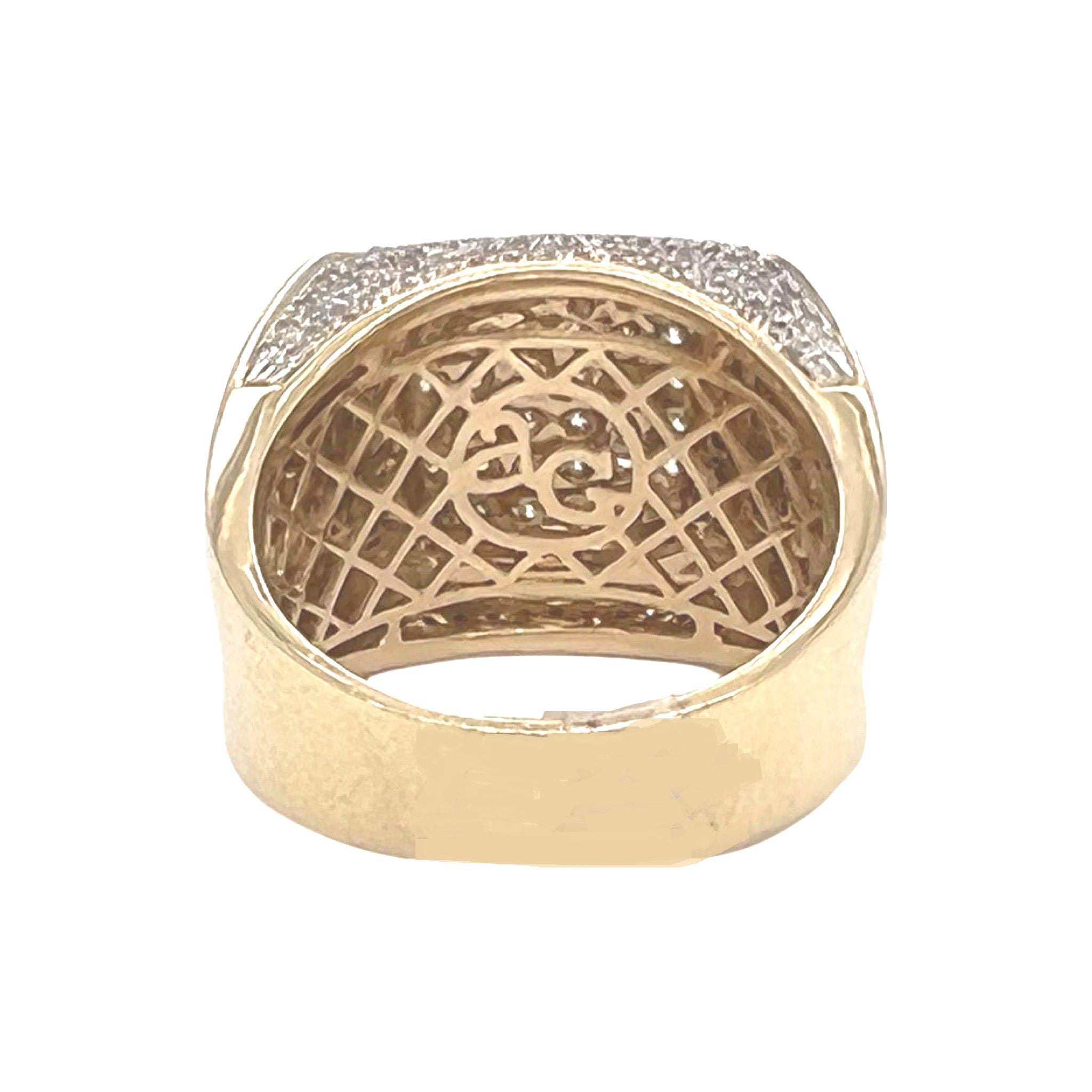 Mens 14K Yellow Gold Claw Shape Pinky Diamond Ring 2.5 CT