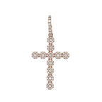 10K Rose Gold Cluster Diamond Cross Pendant 1.35 CT 1.9"