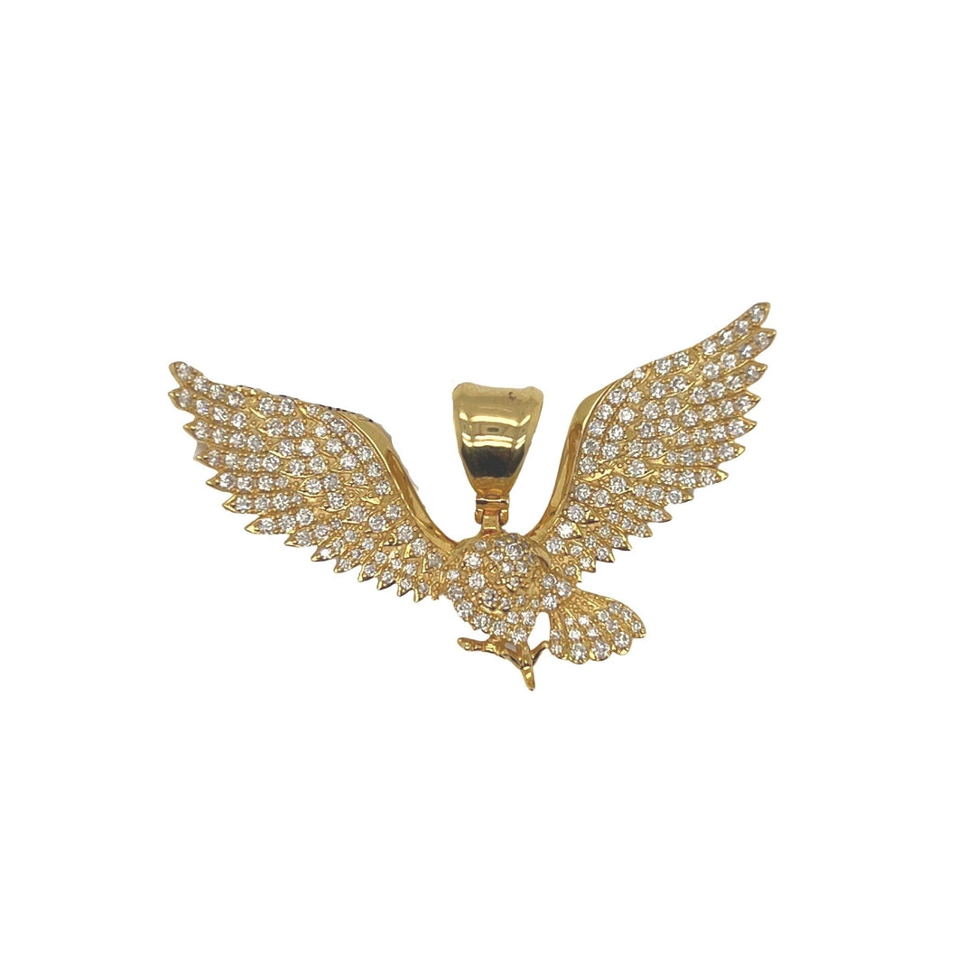 10K Yellow Gold Flying Eagle Diamond Pendant 1.6 CT 1.25