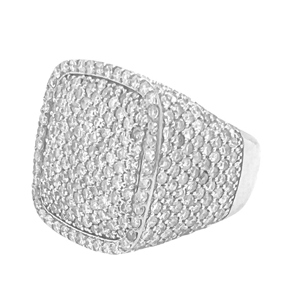 Mens 10K White Gold 22MM Square Shape Pinky VS Diamond Ring 6.48 CT