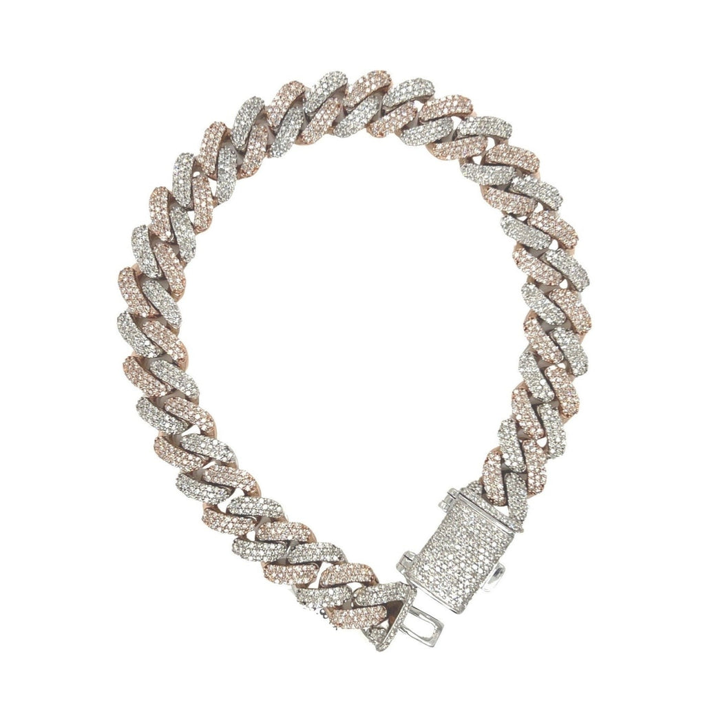 10K Two-Tone Gold 10MM Miami Cuban Pave Diamond Bracelet 6.06 CT 8.5"