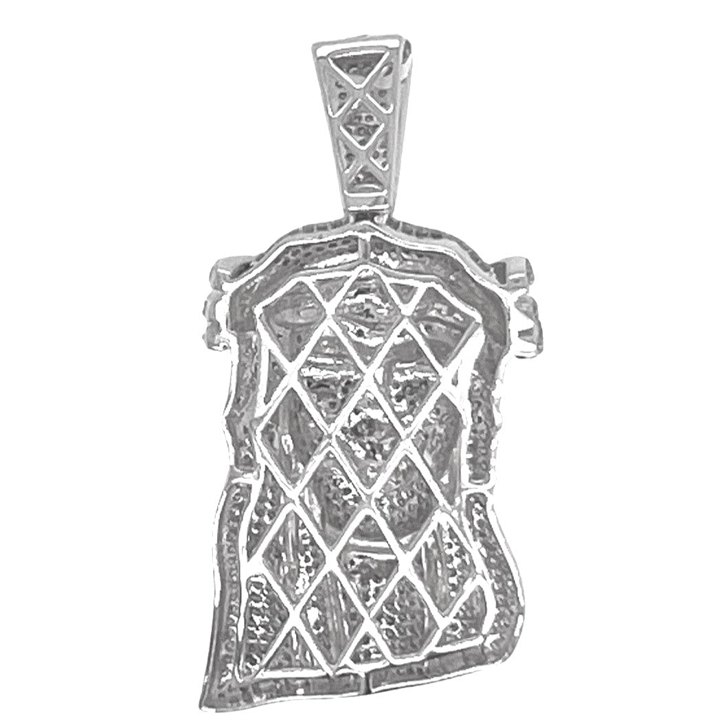 10K White Gold Jesus Head Iced Diamond Pendant 3.33 CT 2.2"