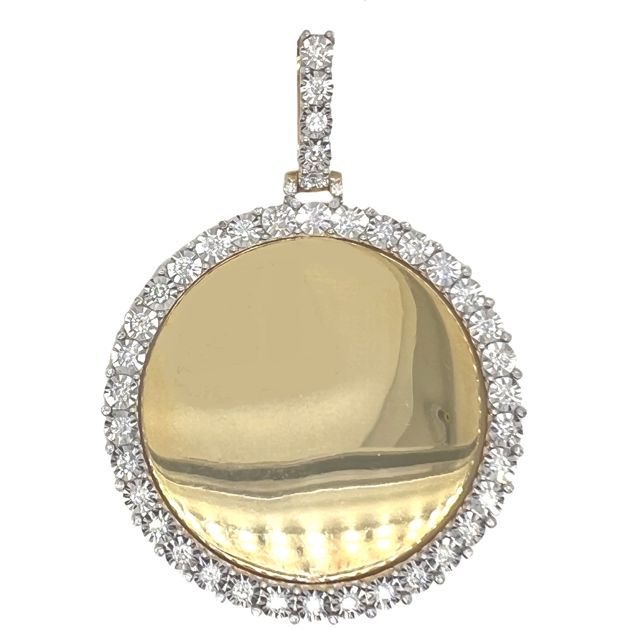 10K Yellow Gold Swivel Memory Frame VS Diamond Pendant 1.5 CT 2.8"
