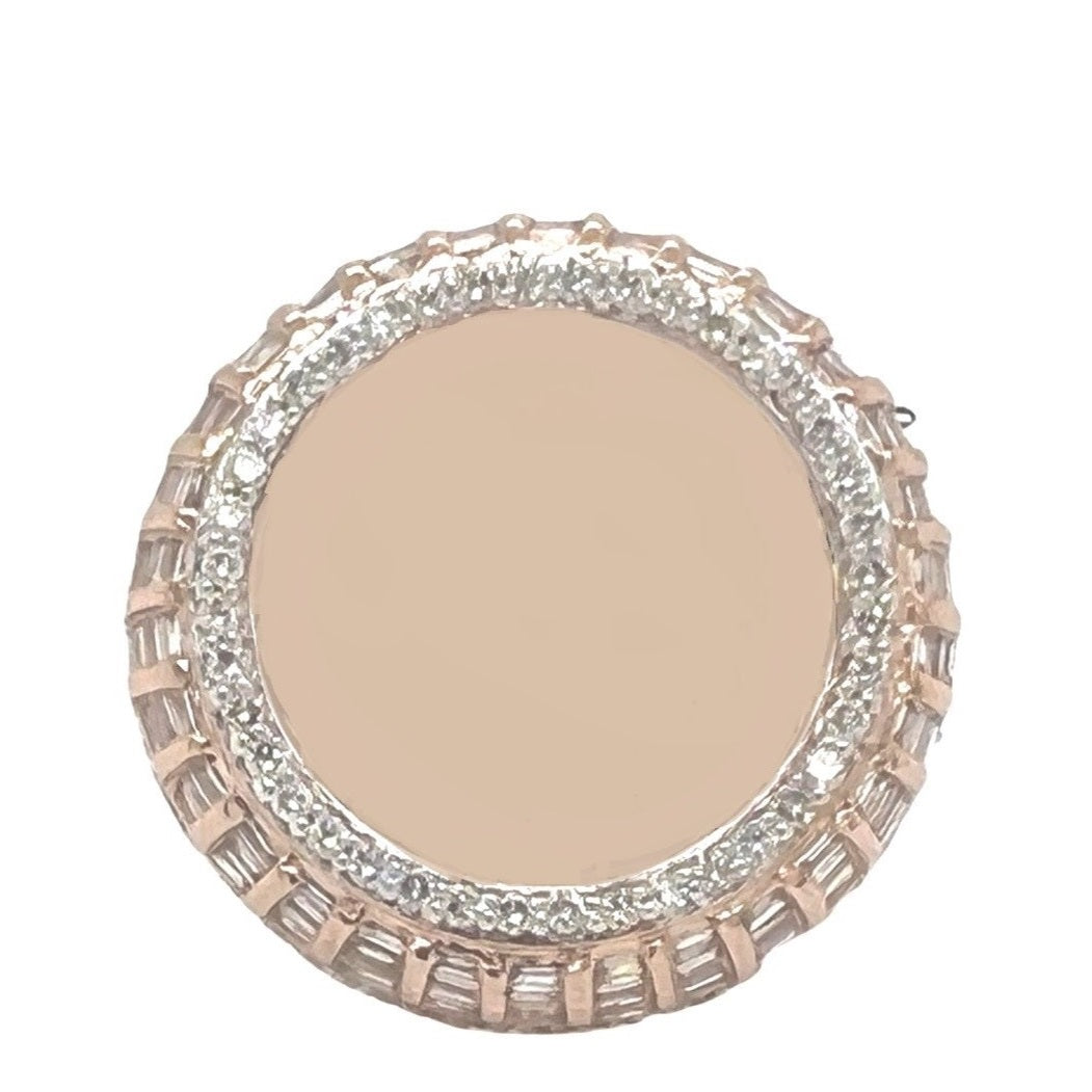 10K Rose Gold 24.5MM Round Memory Frame Baguette Diamond Ring 2.68 CT
