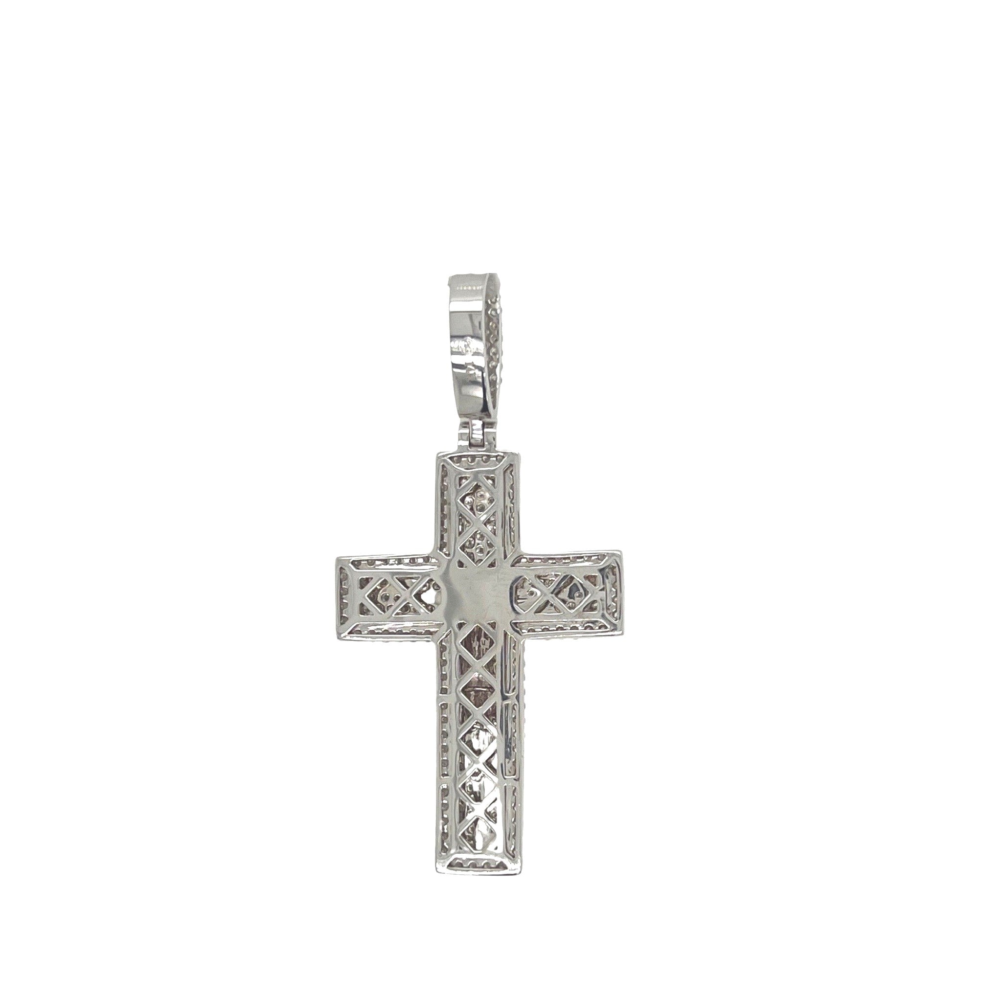 10K Two-Tone Gold Crucifix Diamond Cross Pendant 1.5 CT 2"