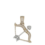 14K Two-Tone Gold Sagittarius Bow & Arrow Diamond Pendant 2.0 CT 1.65"