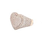 Unisex 14K Rose Gold 3D Puffed Heart Shape Diamond Ring 3.0 CT