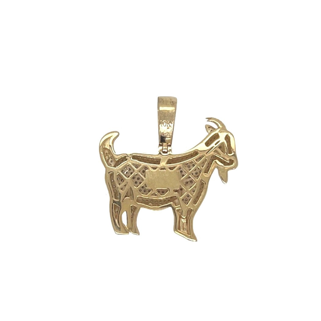10K Yellow Gold Goat Diamond Pendant 1.0 CT 1"