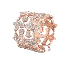 Load image into Gallery viewer, 10K Rose Gold Chrom Heart Style Cross Eternity Diamond Band Ring 3.10 CT
