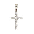 10K White Gold 1 Row Miracle Tennis Diamond Cross Pendant 0.43 CT 1.6"
