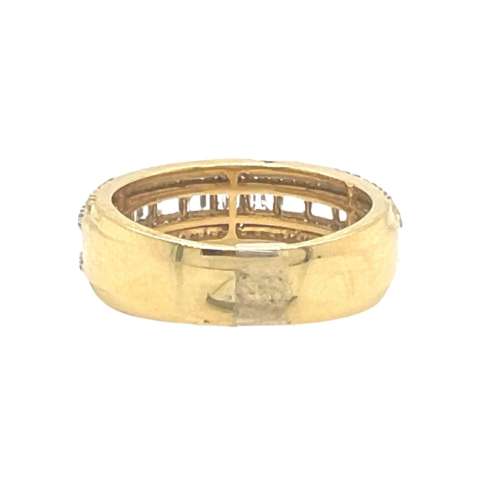 Unisex 14K Yellow Gold Baguette Round Diamond Wedding Band Ring 1.55 CT