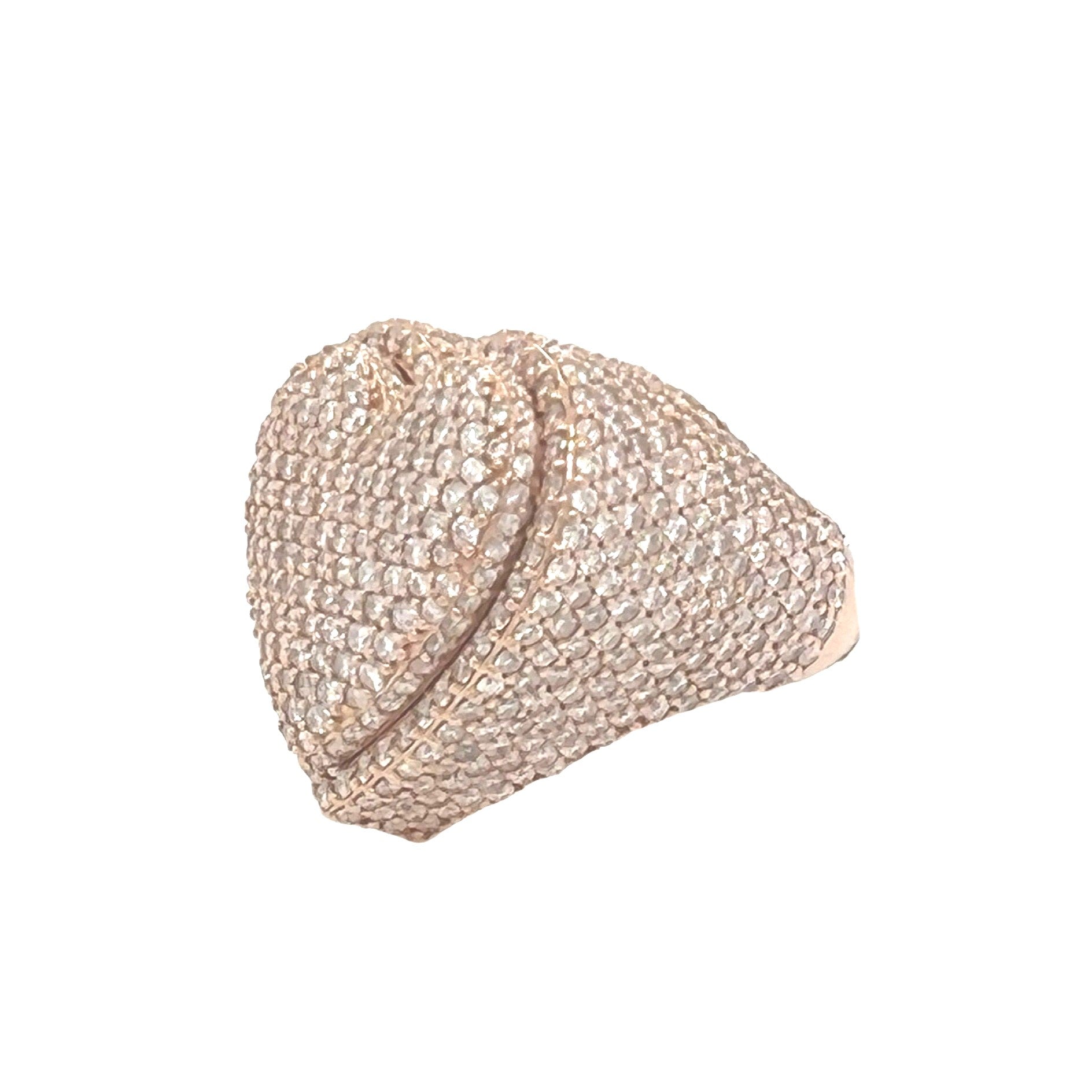 Unisex 10K Rose Gold 3D Puffed Heart Shape Diamond Ring 6.1 CT