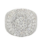 10K White Gold 21MM 3D Round Cluster Pinky VS Diamond Ring 5.11 CT