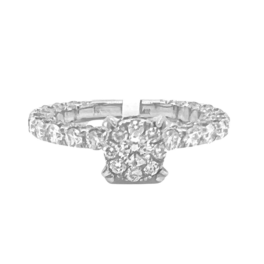 14K White Gold 3D Solitaire 6.5MM Eternity Style Engagement Diamond Ring 1.45 CT