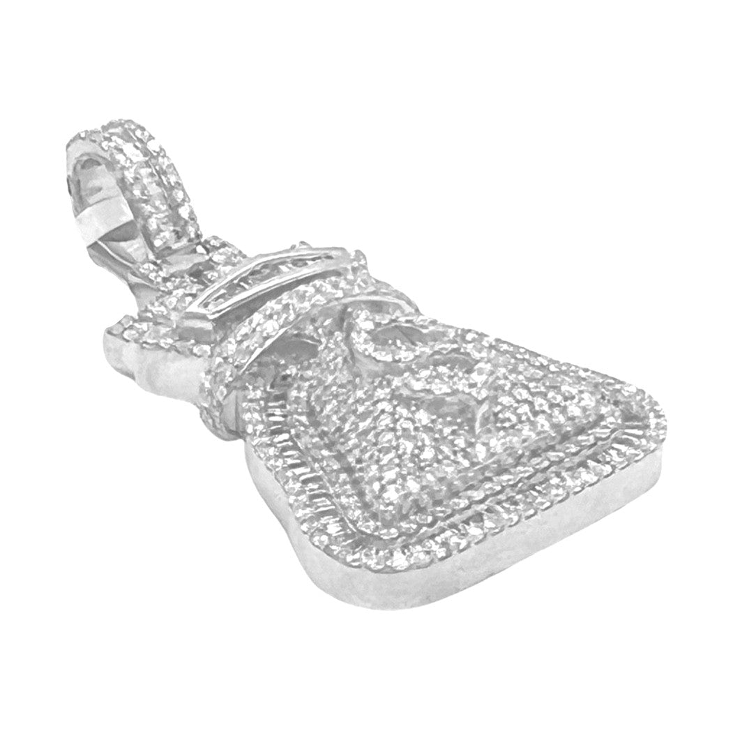 10K White Gold Moneybag $ Sign Baguette VS Diamond Pendant 2.16 CT 1.2"