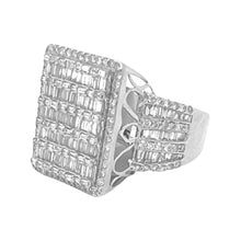 Load image into Gallery viewer, Mens 10K White Gold Rectangular Top Baguette Diamond Ring 2.53 CT
