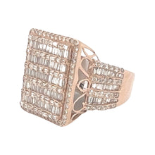 Load image into Gallery viewer, Mens 10K Rose Gold Rectangular Top Baguette Diamond Ring 2.69 CT
