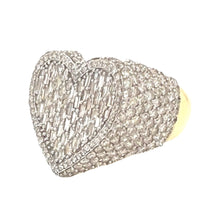 Load image into Gallery viewer, Unisex 14K Yellow Gold 3D Heart Shape Baguette Diamond Ring 4.76 CT
