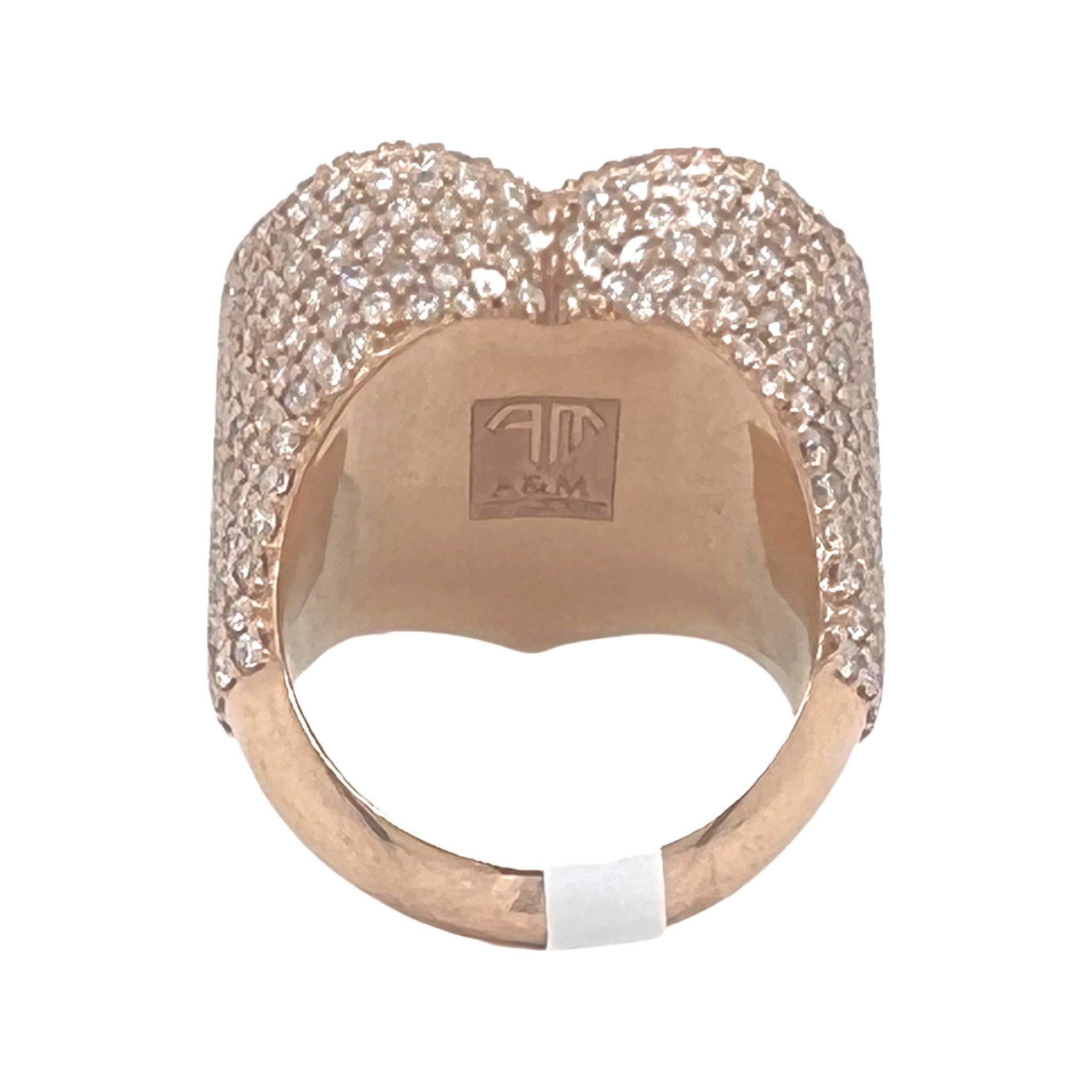 Unisex 10K Rose Gold 3D Puffed Heart Shape Diamond Ring 6.1 CT