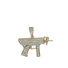 Load image into Gallery viewer, 10K Yellow Gold Uzi Gun Diamond Pendant 1.5 CT 1.4&quot;
