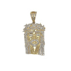 10K Yellow Gold Jesus Head Diamond Pendant 0.25 CT 1.8"