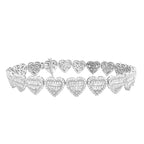 10K White Gold 11.5MM Heart Link Baguette Diamond Bracelet 7.15 CT 8.5"