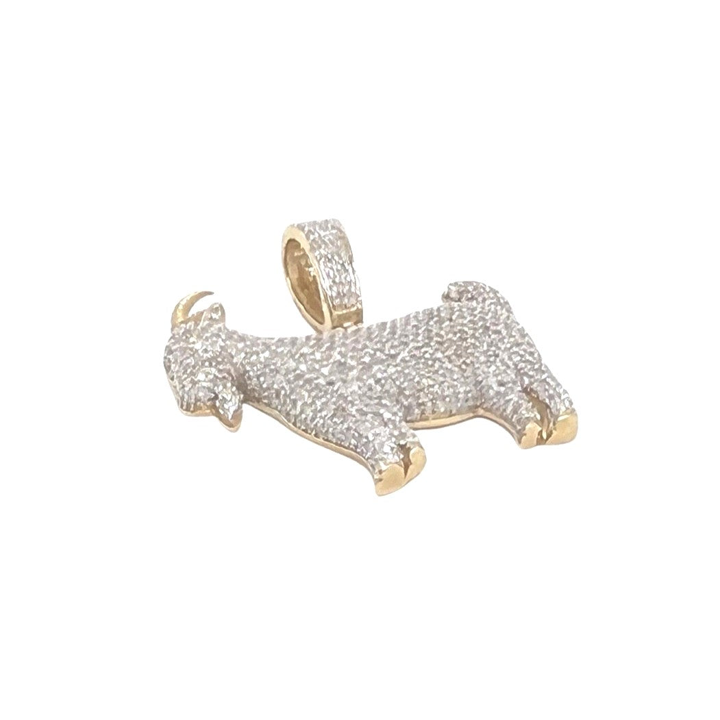 10K Yellow Gold Goat Diamond Pendant 1.0 CT 1"