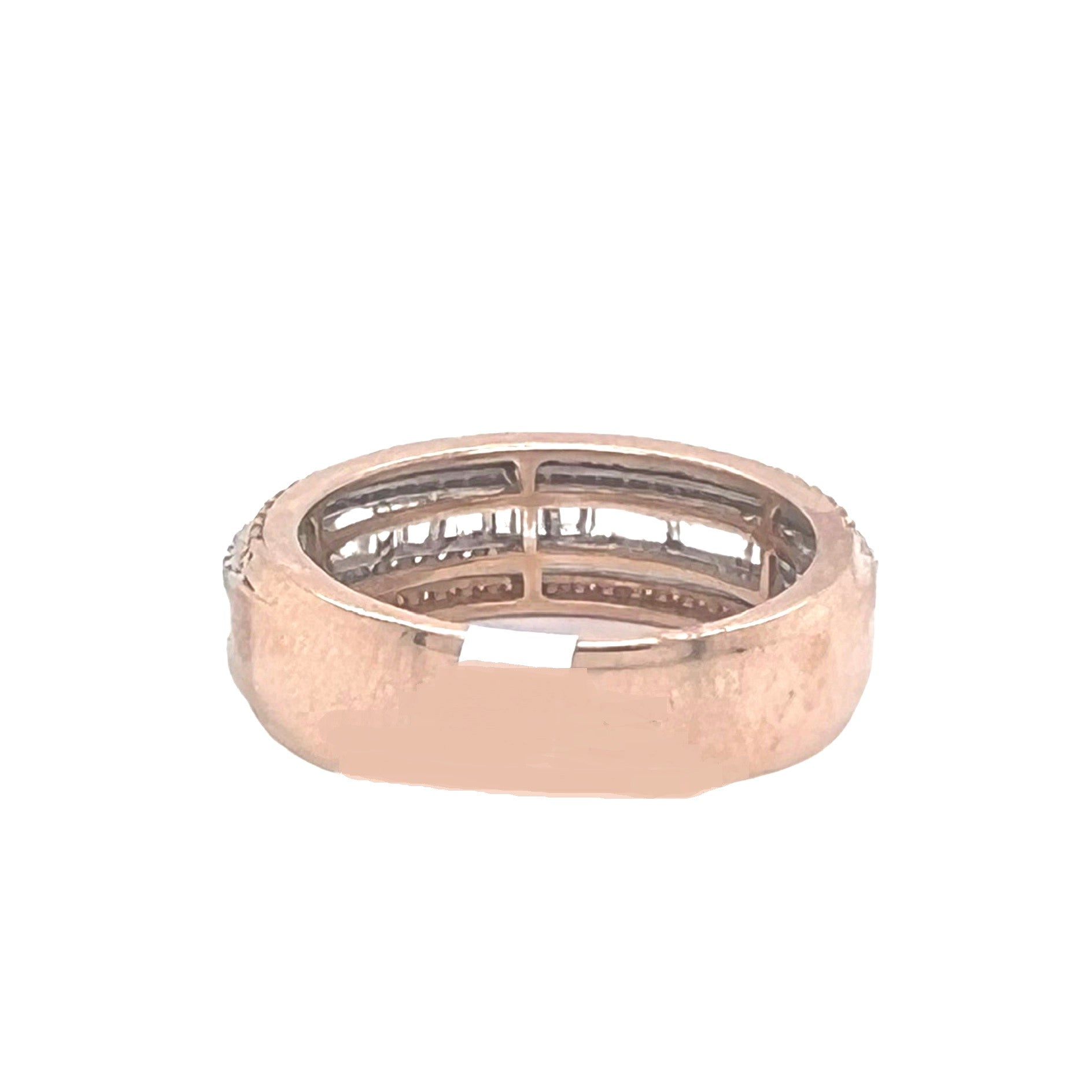 Unisex 14K Rose Gold Baguette Round Diamond Wedding Band Ring 1.55 CT
