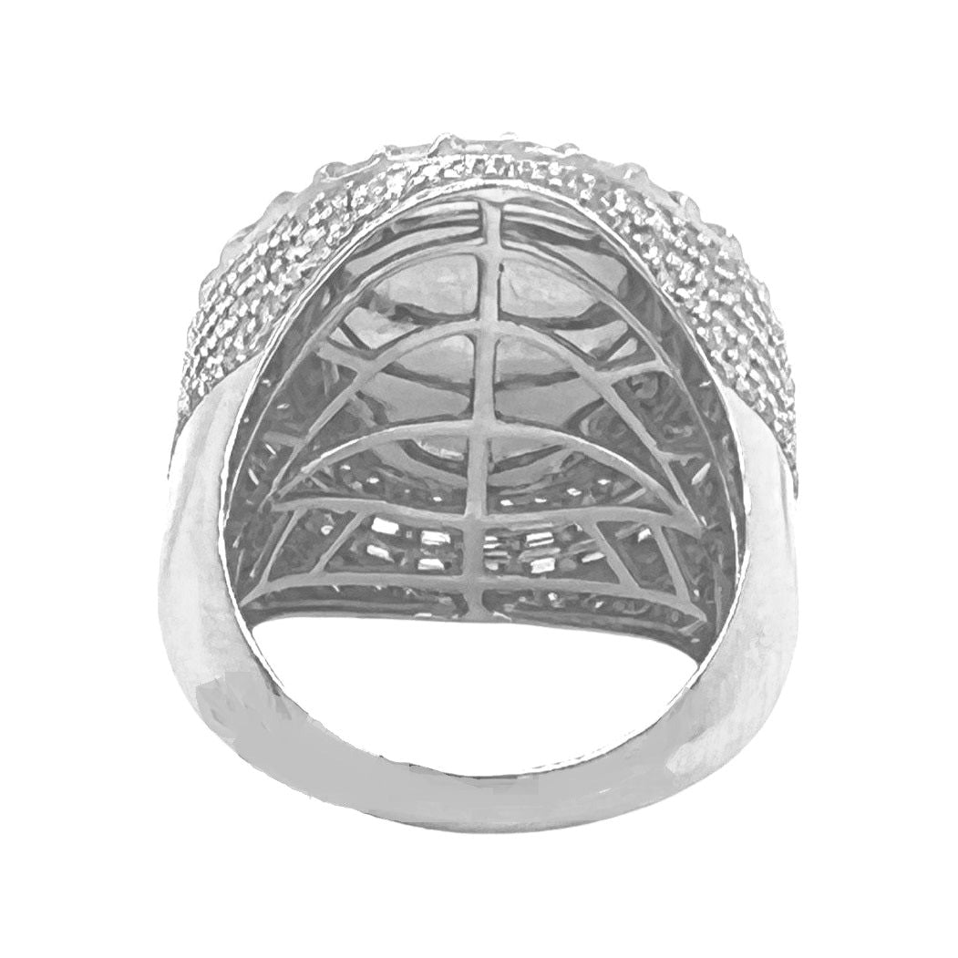 10K White Gold 24.5MM Round Memory Frame Baguette Diamond Ring 2.58 CT