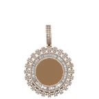 10K Rose Gold Memory Frame Cluster Baguette Diamond Pendant 3.94 CT 2.1"