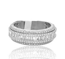 Load image into Gallery viewer, Unisex 14K White Gold Baguette Round Diamond Wedding Band Ring 1.55 CT
