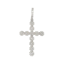 Load image into Gallery viewer, 10K White Gold Cluster Diamond Cross Pendant 1.35 CT 1.9&quot;
