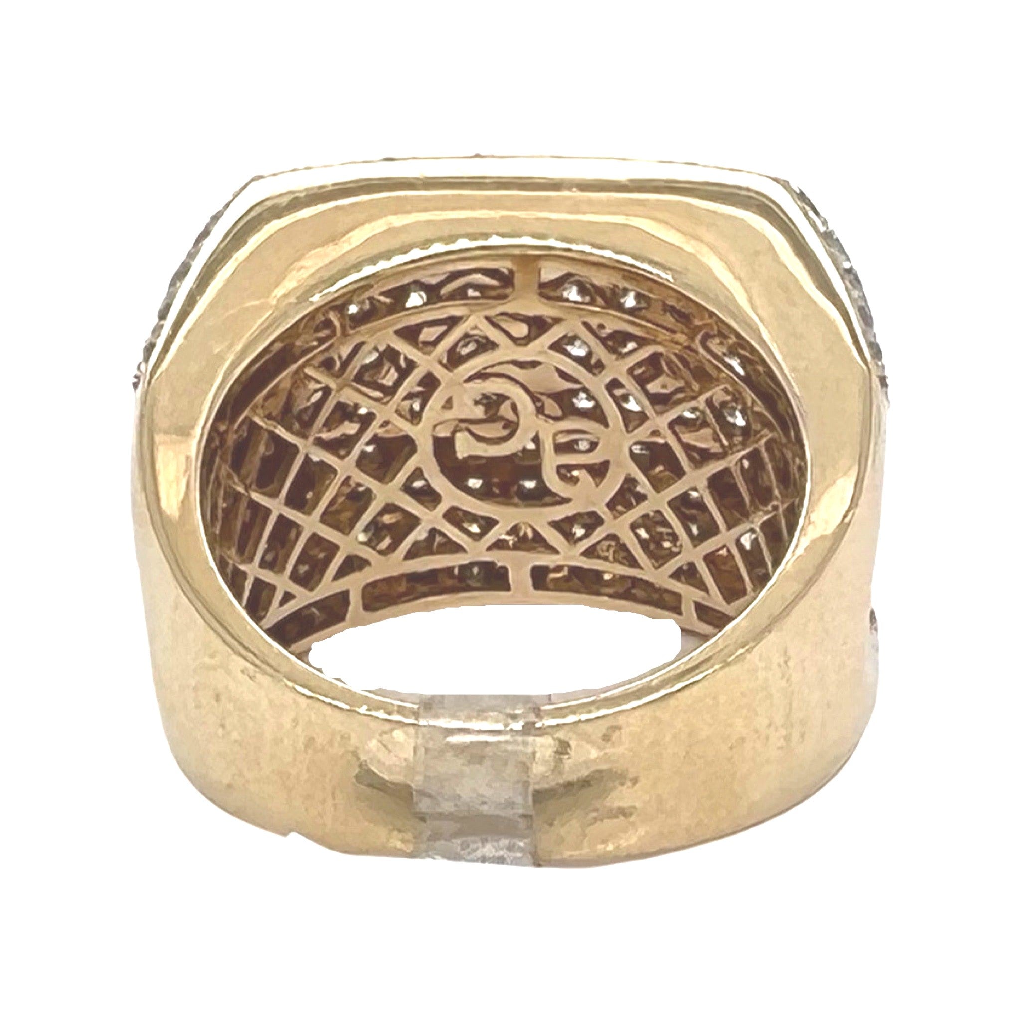 Mens 14K Yellow Gold Concave Top Diamond Band ng 3.5 CT