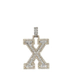 10K Yellow White Gold 3D Letter X Initial Diamond Pendant 1.62 CT 1.5"