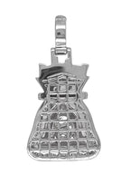 10K White Gold Moneybag $ Sign Baguette VS Diamond Pendant 2.16 CT 1.2"