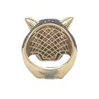 Mens 14K Yellow Gold Panther Head Black Diamond Ring 3.5 CT