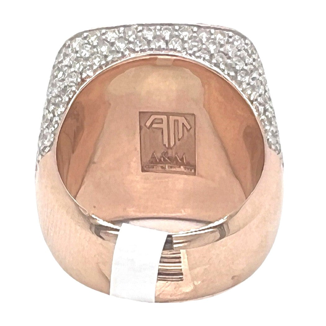 Mens 10K Rose Gold 22MM Square Shape Pinky VS Diamond Ring 6.48 CT